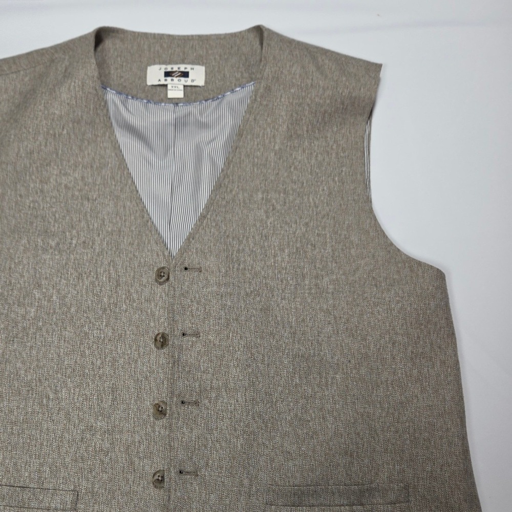 Joseph Abboud Mens Suit Vest XXL Tan Brown Heathered Pinstripe Lined Waistcoat‎